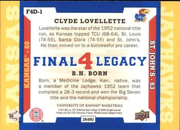 2013 Upper Deck University of Kansas - Final 4 Legacy Duos #F4D-1 Clyde Lovellette / B.H. Born Back