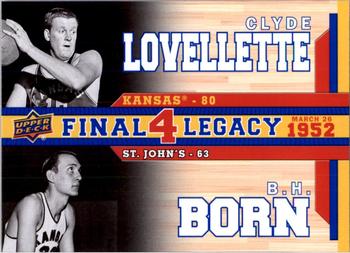 2013 Upper Deck University of Kansas - Final 4 Legacy Duos #F4D-1 Clyde Lovellette / B.H. Born Front