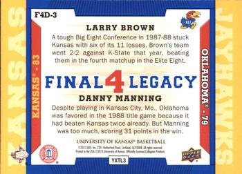 2013 Upper Deck University of Kansas - Final 4 Legacy Duos #F4D-3 Larry Brown / Danny Manning Back