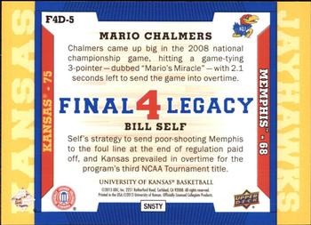 2013 Upper Deck University of Kansas - Final 4 Legacy Duos #F4D-5 Mario Chalmers / Bill Self Back