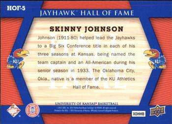 2013 Upper Deck University of Kansas - Jayhawk Hall of Fame #HOF-5 Skinny Johnson Back