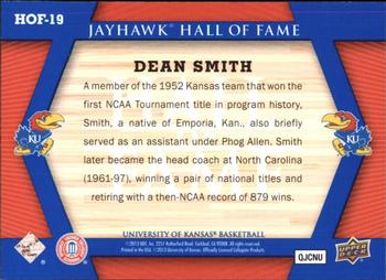 2013 Upper Deck University of Kansas - Jayhawk Hall of Fame #HOF-19 Dean Smith Back
