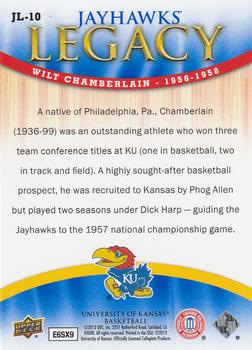 2013 Upper Deck University of Kansas - Jayhawks Legacy #JL-10 Wilt Chamberlain Back