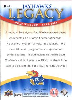 2013 Upper Deck University of Kansas - Jayhawks Legacy #JL-11 Walt Wesley Back