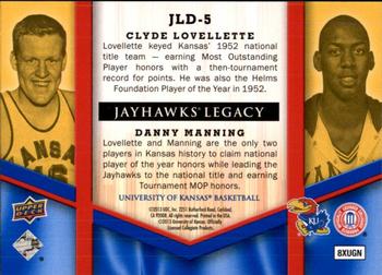 2013 Upper Deck University of Kansas - Jayhawks Legacy Duos #JLD-5 Clyde Lovellette / Danny Manning Back