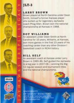 2013 Upper Deck University of Kansas - Jayhawks Legacy Trios #JLT-3 Roy Williams / Bill Self / Larry Brown Back
