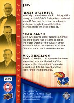 2013 Upper Deck University of Kansas - Jayhawks Legacy Trios #JLT-1 Phog Allen / James Naismith / W.O. Hamilton Back