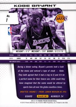 2013-14 Panini Prizm #1 Kobe Bryant Back
