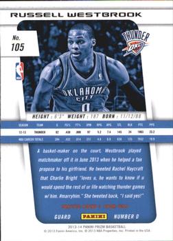 2013-14 Panini Prizm #105 Russell Westbrook Back