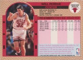 1992-93 Fleer Chicago Bulls Back-2-Back Team Night Sheet SGA #NNO Will Perdue Back