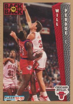 1992-93 Fleer Chicago Bulls Back-2-Back Team Night Sheet SGA #NNO Will Perdue Front