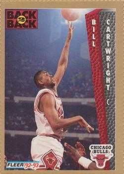 1992-93 Fleer Chicago Bulls Back-2-Back Team Night Sheet SGA #NNO Bill Cartwright Front