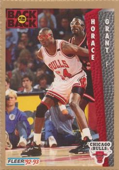 1992-93 Fleer Chicago Bulls Back-2-Back Team Night Sheet SGA #NNO Horace Grant Front