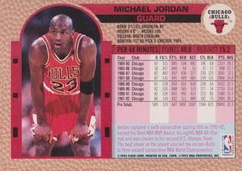 1992-93 Fleer Chicago Bulls Back-2-Back Team Night Sheet SGA #NNO Michael Jordan Back