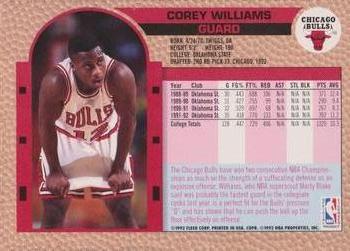 1992-93 Fleer Chicago Bulls Back-2-Back Team Night Sheet SGA #NNO Corey Williams Back
