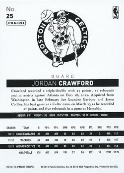 2013-14 Hoops - Red #25 Jordan Crawford Back
