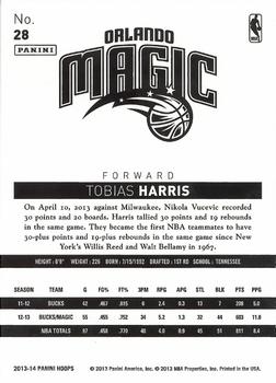 2013-14 Hoops - Red #28 Tobias Harris Back