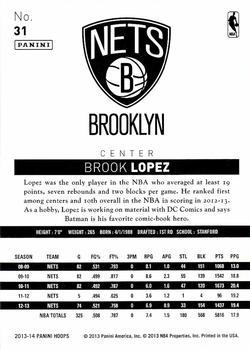 2013-14 Hoops - Red #31 Brook Lopez Back