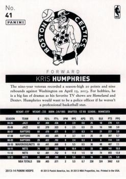 2013-14 Hoops - Red #41 Kris Humphries Back