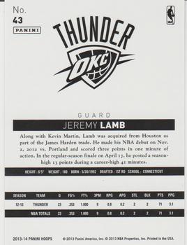 2013-14 Hoops - Red #43 Jeremy Lamb Back