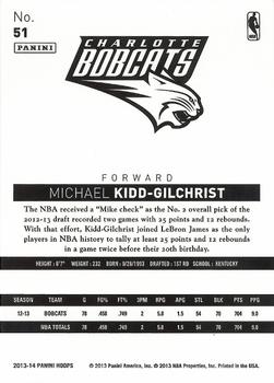 2013-14 Hoops - Red #51 Michael Kidd-Gilchrist Back