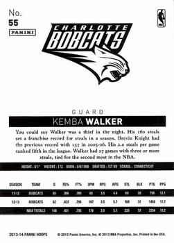 2013-14 Hoops - Red #55 Kemba Walker Back