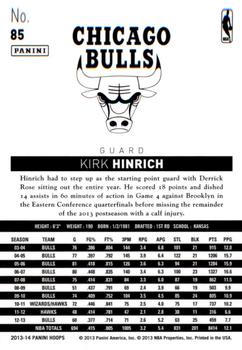2013-14 Hoops - Red #85 Kirk Hinrich Back
