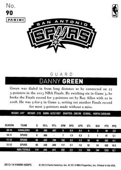 2013-14 Hoops - Red #90 Danny Green Back