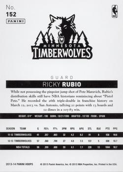 2013-14 Hoops - Red #152 Ricky Rubio Back