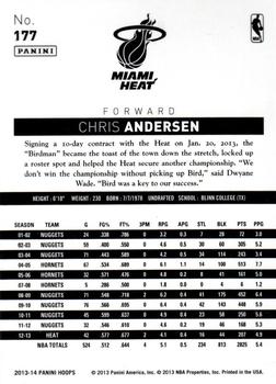 2013-14 Hoops - Red #177 Chris Anderson Back