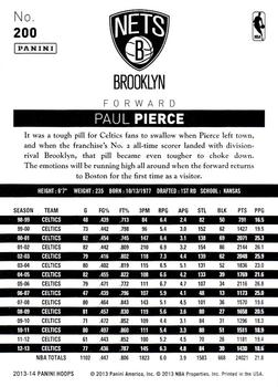 2013-14 Hoops - Red #200 Paul Pierce Back