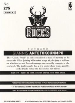 2013-14 Hoops - Red #275 Giannis Antetokounmpo Back