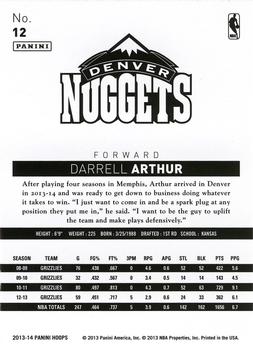 2013-14 Hoops - Gold #12 Darrell Arthur Back
