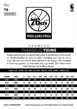 2013-14 Hoops - Gold #16 Thaddeus Young Back