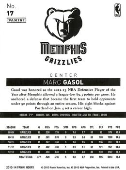 2013-14 Hoops - Gold #17 Marc Gasol Back