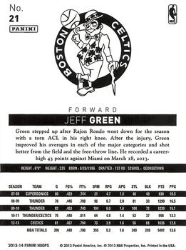 2013-14 Hoops - Gold #21 Jeff Green Back