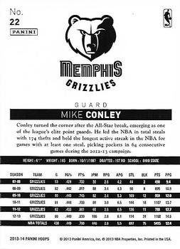 2013-14 Hoops - Gold #22 Mike Conley Back