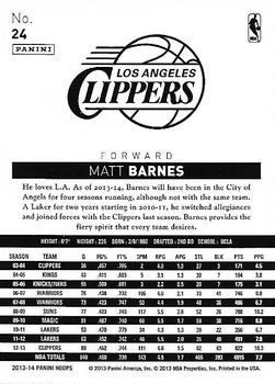 2013-14 Hoops - Gold #24 Matt Barnes Back