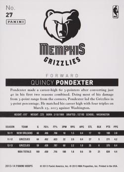 2013-14 Hoops - Gold #27 Quincy Pondexter Back
