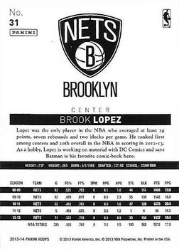 2013-14 Hoops - Gold #31 Brook Lopez Back