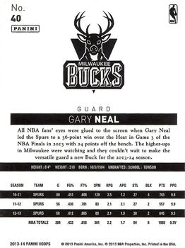 2013-14 Hoops - Gold #40 Gary Neal Back