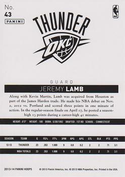 2013-14 Hoops - Gold #43 Jeremy Lamb Back