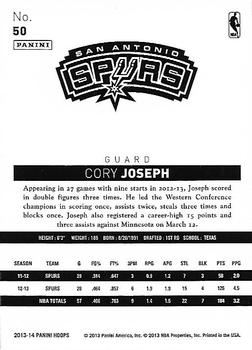2013-14 Hoops - Gold #50 Cory Joseph Back