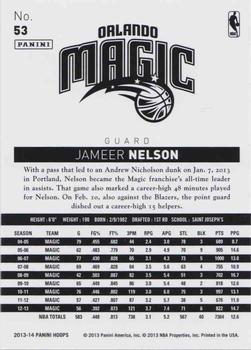 2013-14 Hoops - Gold #53 Jameer Nelson Back