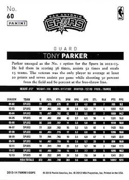 2013-14 Hoops - Gold #60 Tony Parker Back