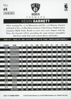 2013-14 Hoops - Gold #65 Kevin Garnett Back