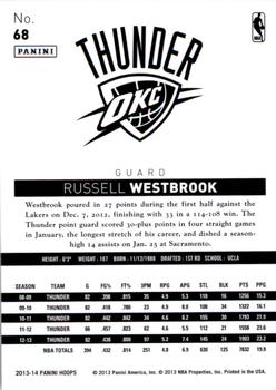 2013-14 Hoops - Gold #68 Russell Westbrook Back