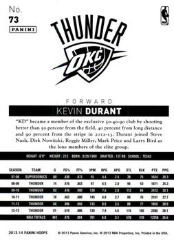 2013-14 Hoops - Gold #73 Kevin Durant Back