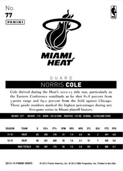 2013-14 Hoops - Gold #77 Norris Cole Back