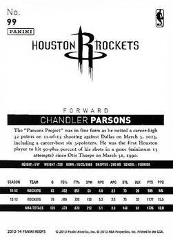 2013-14 Hoops - Gold #99 Chandler Parsons Back